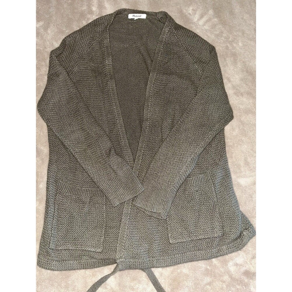 Madewell Womens Palisades Open Knit Cardigan Size S Green Lightweight Drawstring